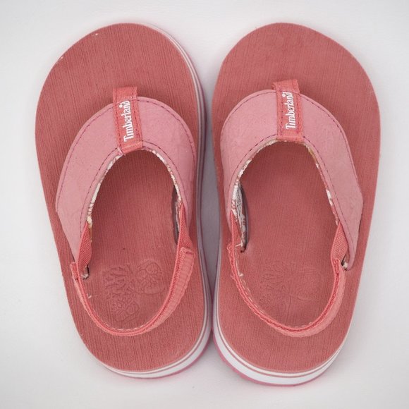 Timberland Flip Flop Toddlers Sandals Leather Dead Stock Sports Pink Sz 6C - Picture 6 of 12